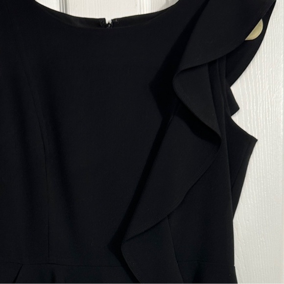 Calvin Klein dress, size 10, asymmetrical ruffle, lined, fitted, date night, LBD - Picture 4 of 14